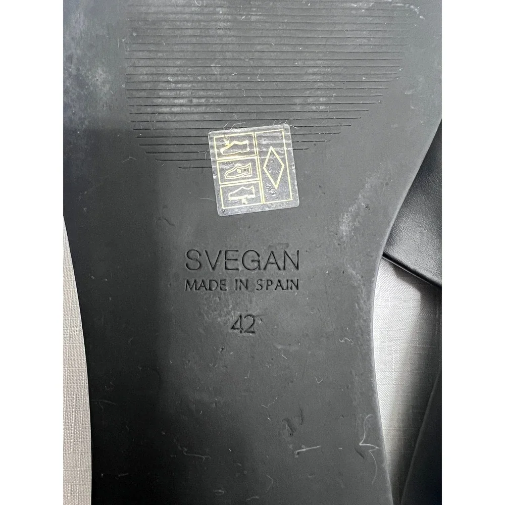 SVEGAN Platform Slide Sandals Women Size 42 Black Excellent Vegan Square‎ Toe